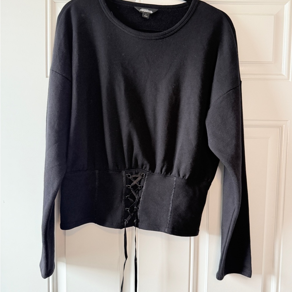 Project RUNWAY Black Lace-Up Sweatshirt - Picture 4 of 11